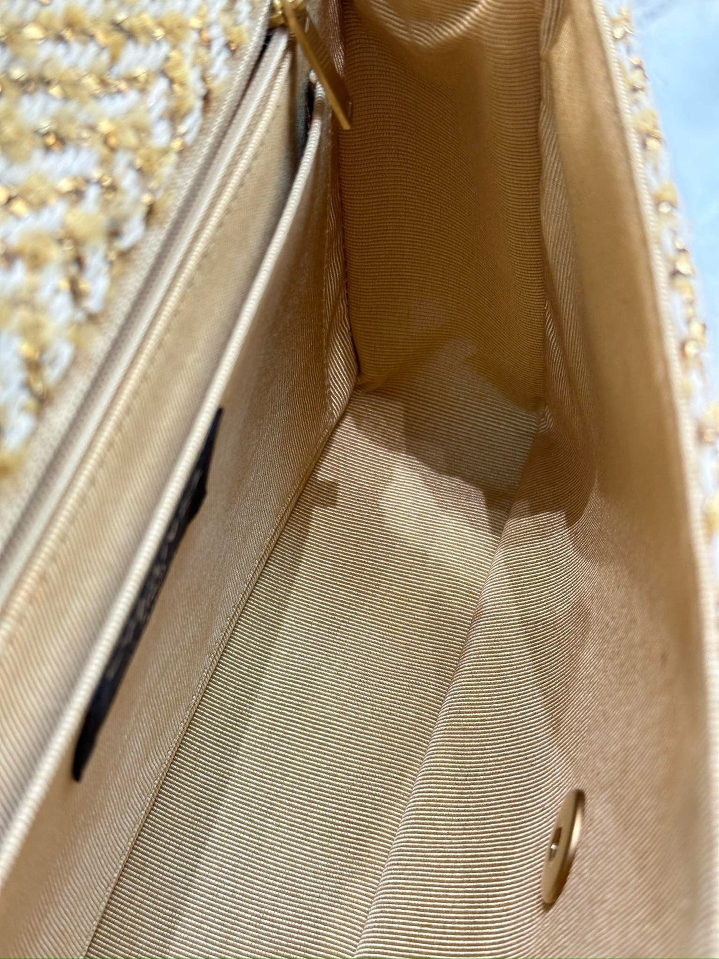 Chanel Medium Gold Tweed Single Flap Bag