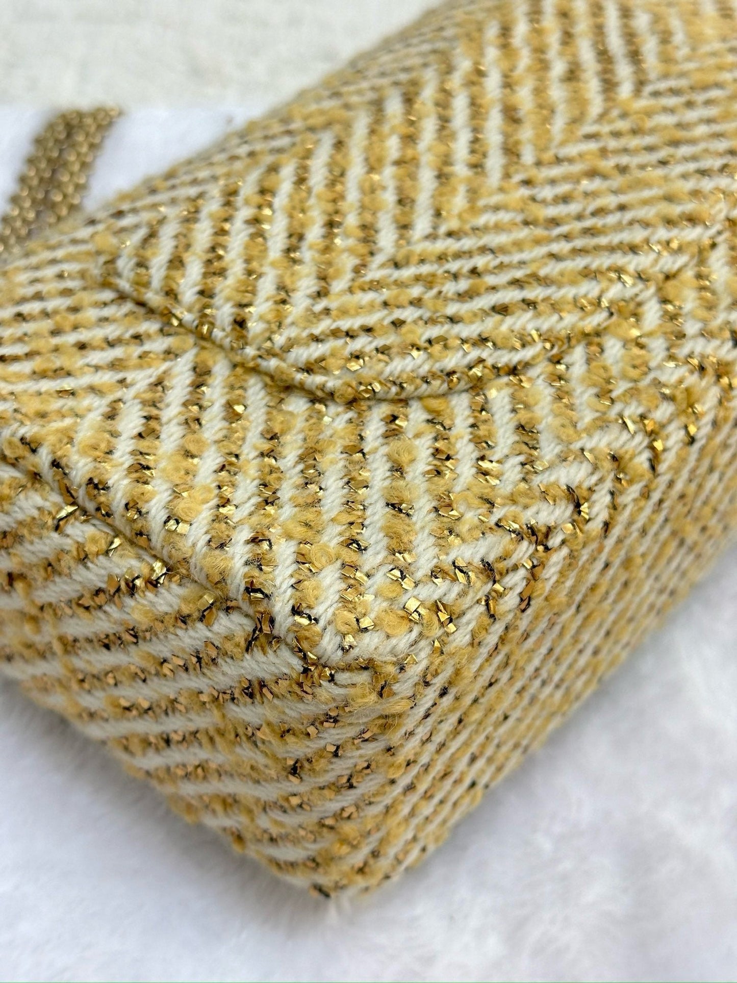 Chanel Medium Gold Tweed Single Flap Bag