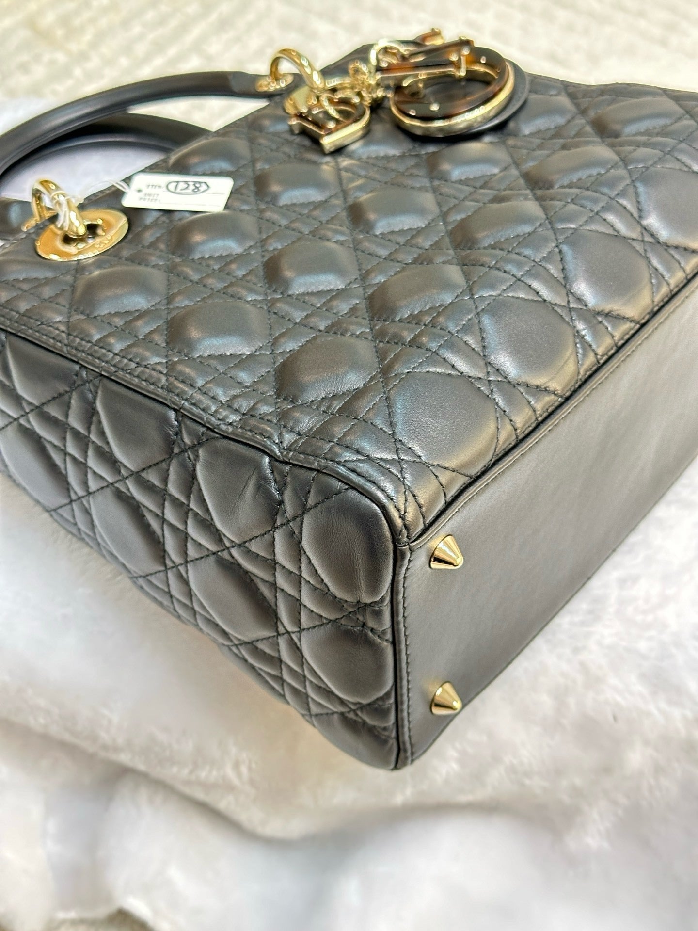 Christian Dior Lambskin Cannage Medium Lady Dior Black GHW