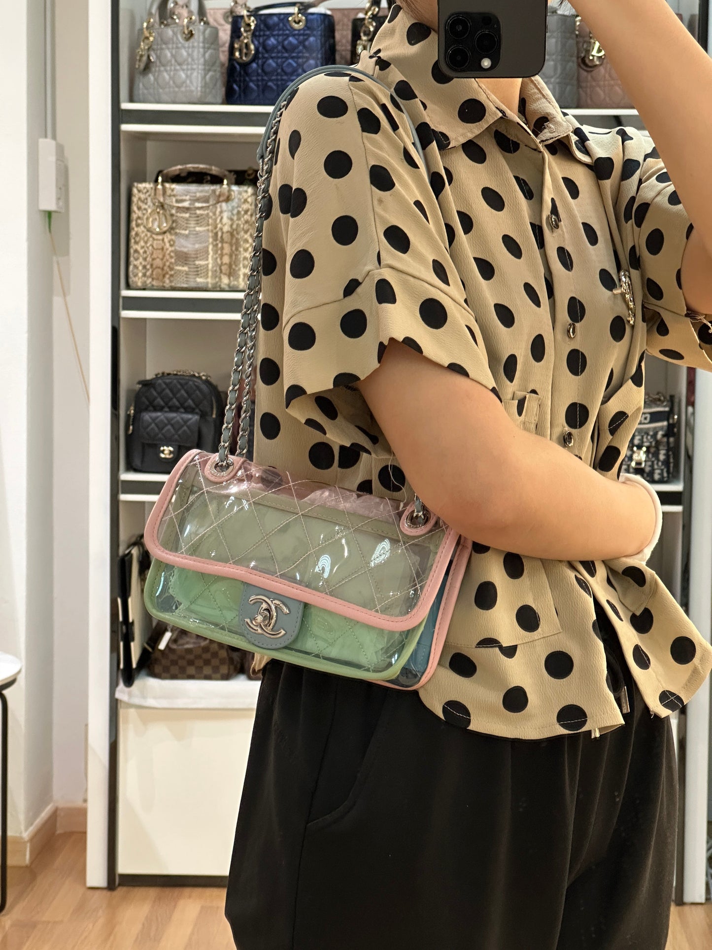 Chanel Coco Splash PVC Mini Flap Bag Pink/Blue/Green 2576 holo