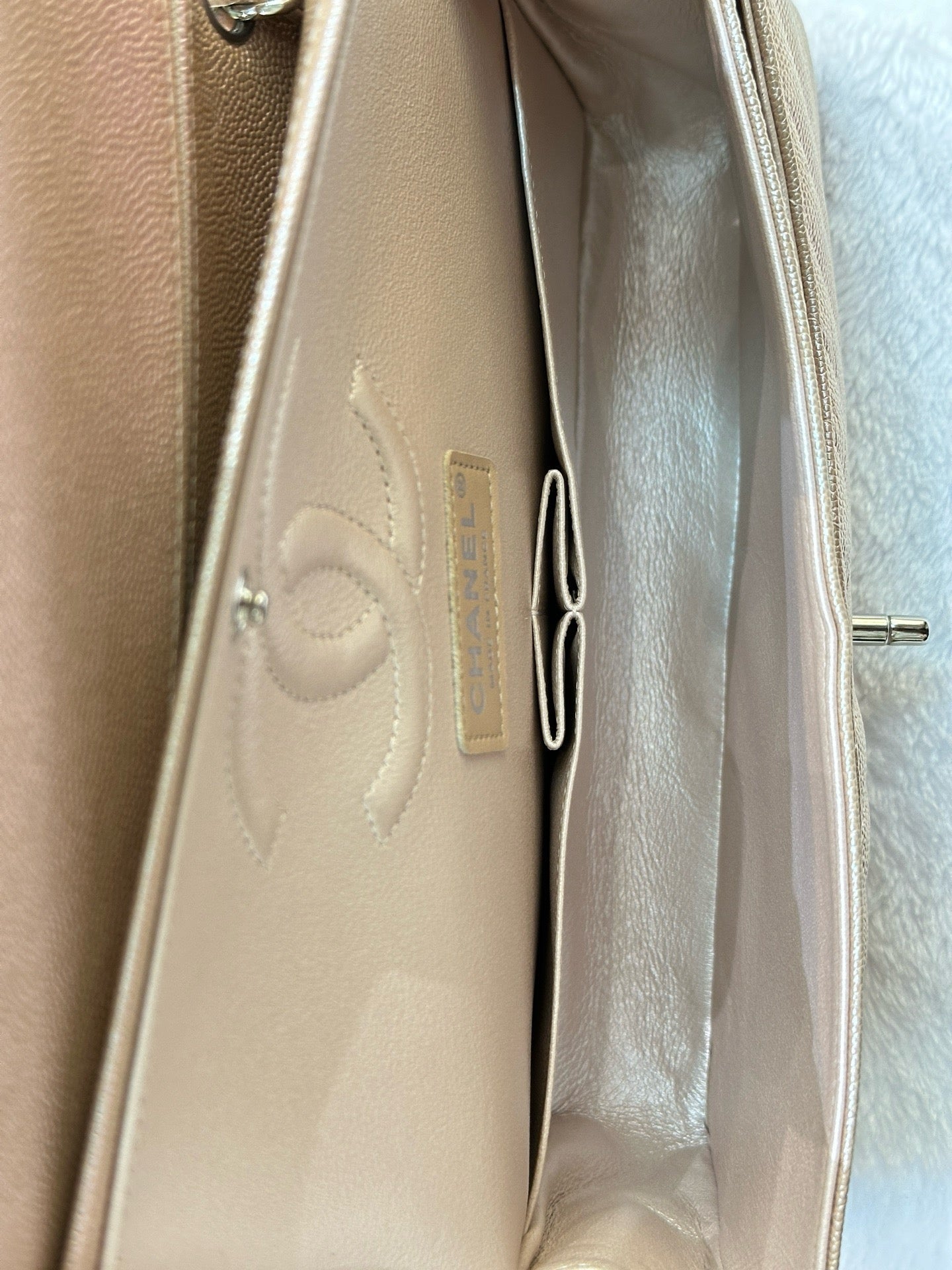 Chanel Medium Classic Chevron Caviar Double Flap 17B Rose Gold SHW