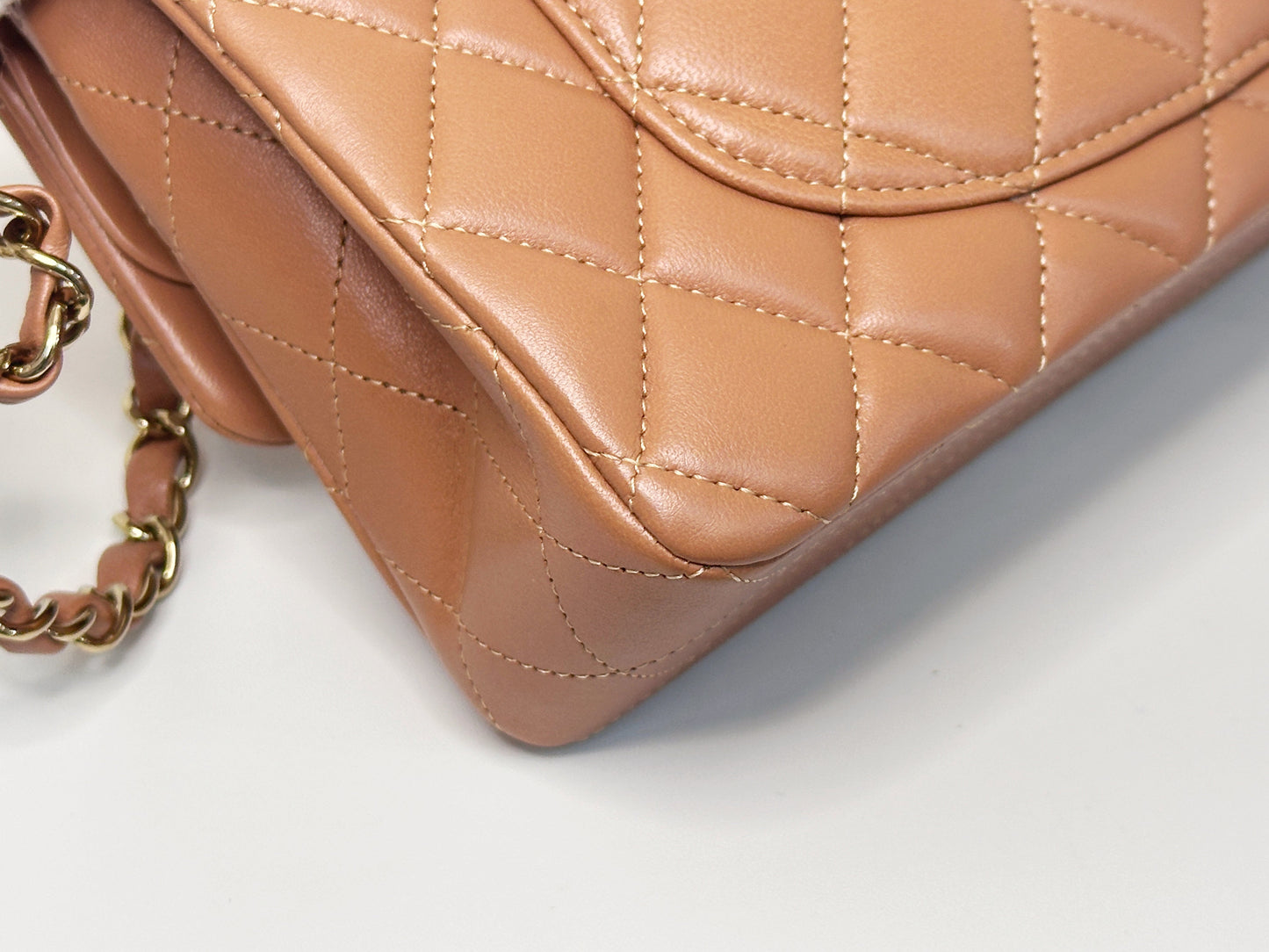 Chanel Small Lambskin Classic Double Flap Bag Dark Beige LGHW