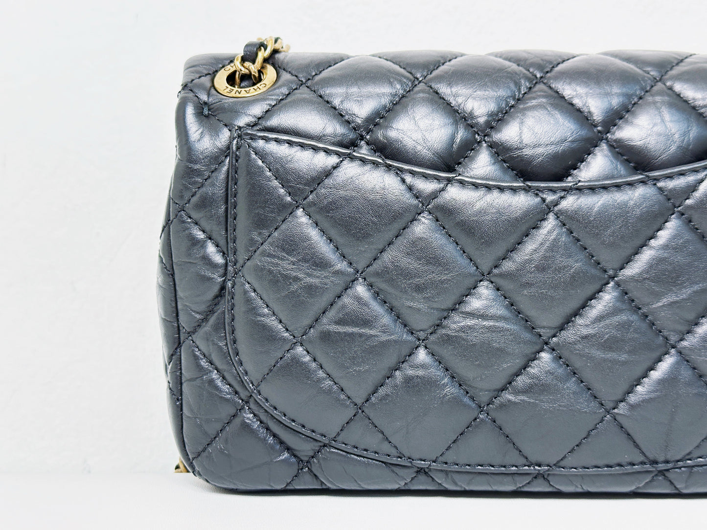 Chanel Mini Limited Edition Aged Calfskin Quilted Medallion Flap Black GHW 2063 holo card