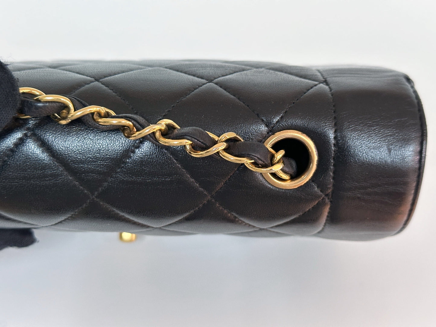 Chanel Small Vintage Diana Lambskin Should Flap Bag Black 3541 holo card