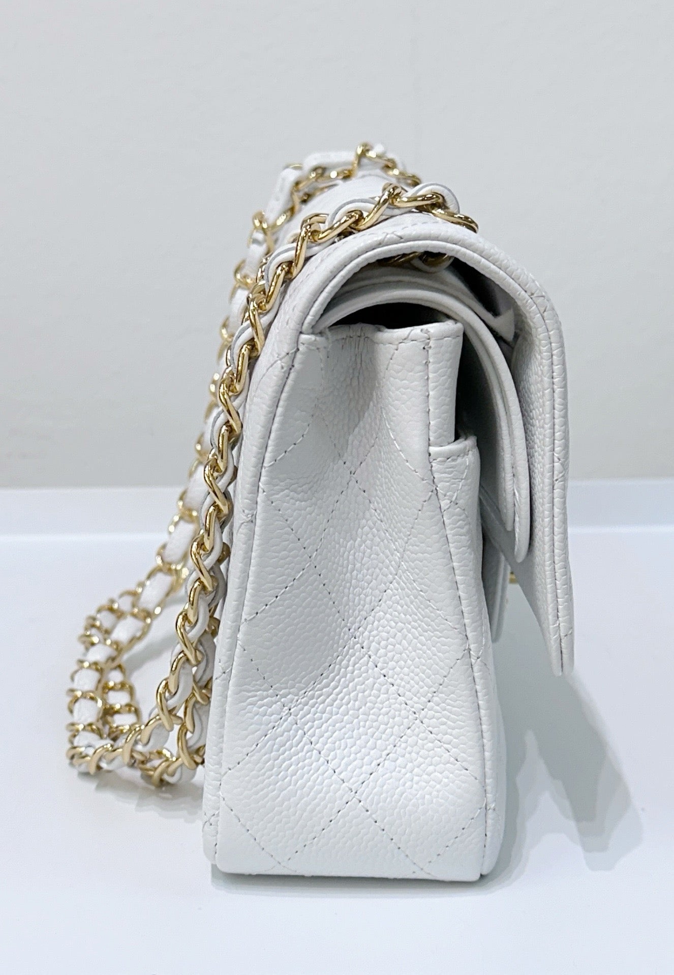 Chanel White Caviar Medium Classic 2.55 Double Flap Bag