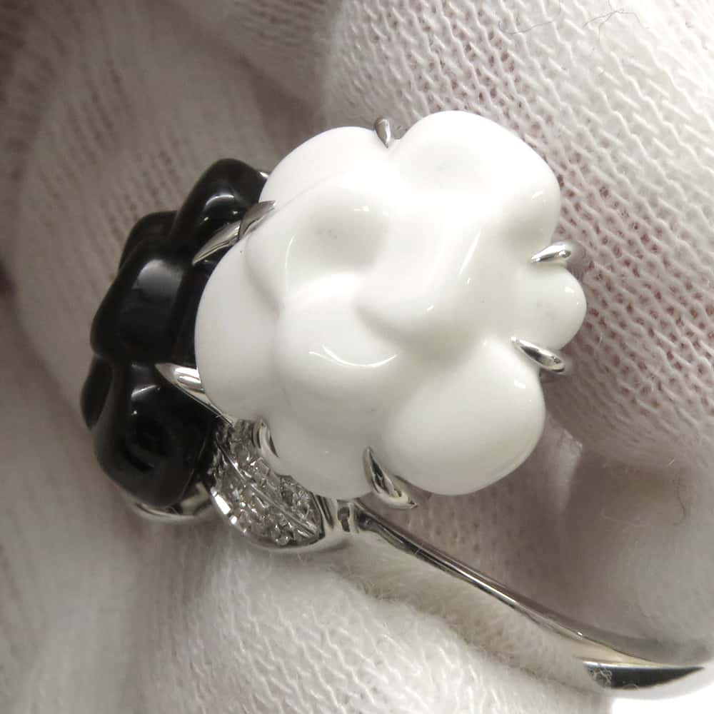 CHANEL Camellia Ring Size 48/#8J2938 18K White Gold