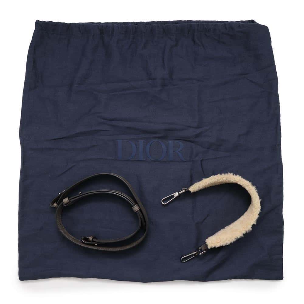 Dior Saddle 2WAY Shoulder Bag Gray Mouton Leather