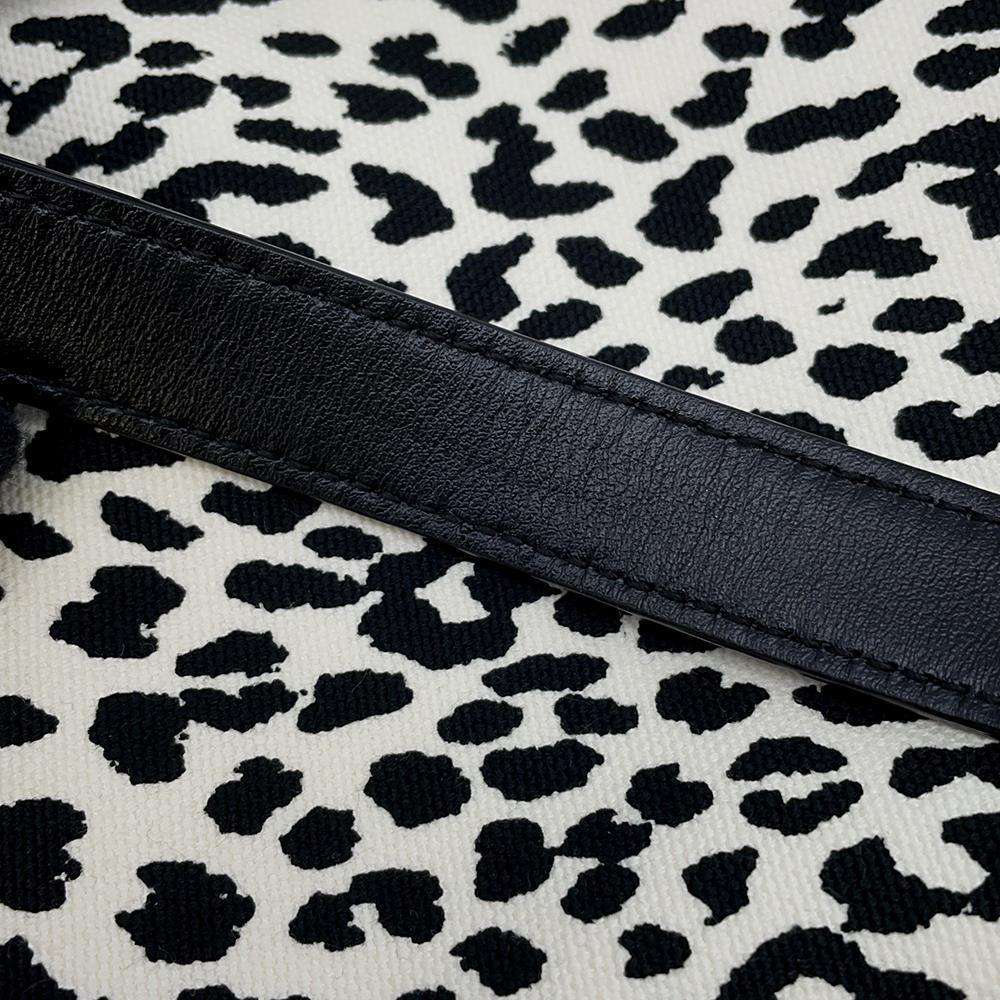 SAINT LAURENT PARIS Baby Cat Shoulder Bag White/Black581700 Canvas Leather