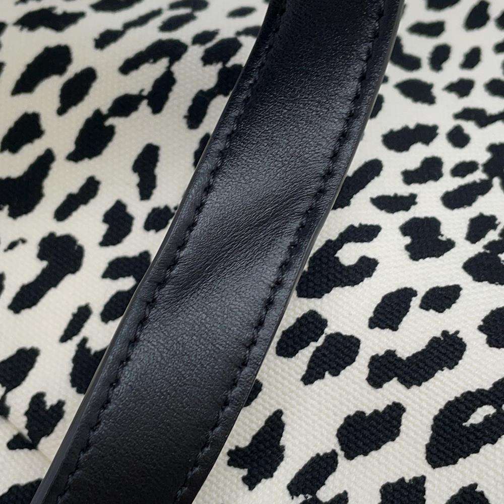 SAINT LAURENT PARIS Baby Cat Shoulder Bag White/Black581700 Canvas Leather