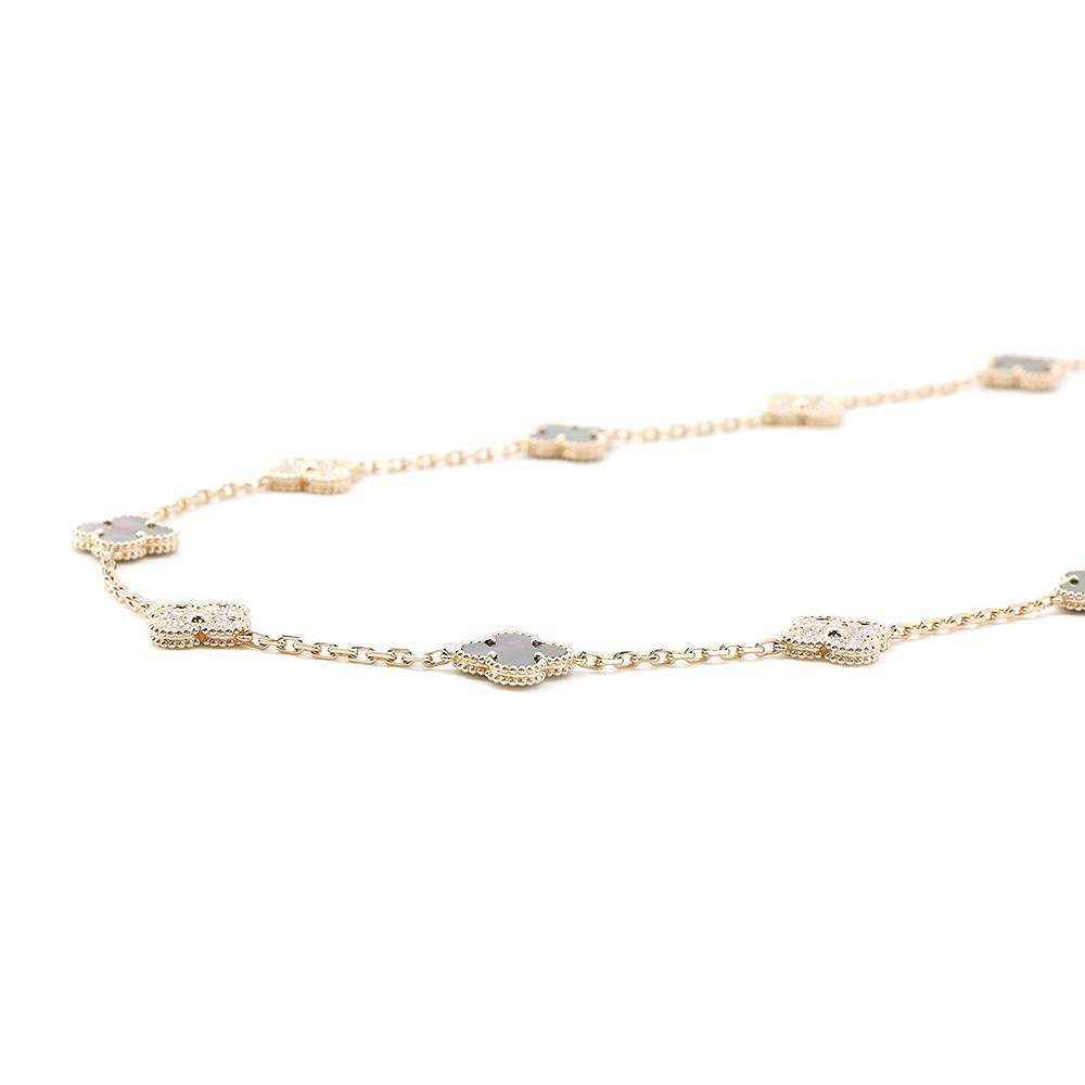 Van Cleef & Arpels Vintage Alhambra Necklace 20 motifs Gray shellVCARP2R000 18K Pink Gold