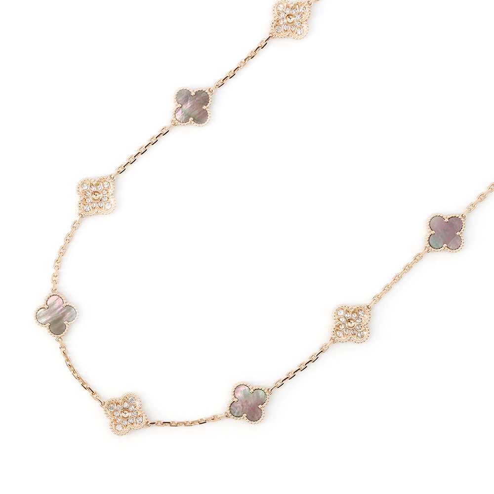 Van Cleef & Arpels Vintage Alhambra Necklace 20 motifs Gray shellVCARP2R000 18K Pink Gold