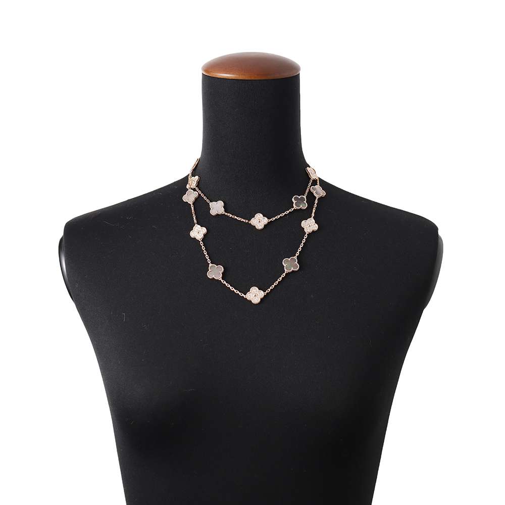 Van Cleef & Arpels Vintage Alhambra Necklace 20 motifs Gray shellVCARP2R000 18K Pink Gold