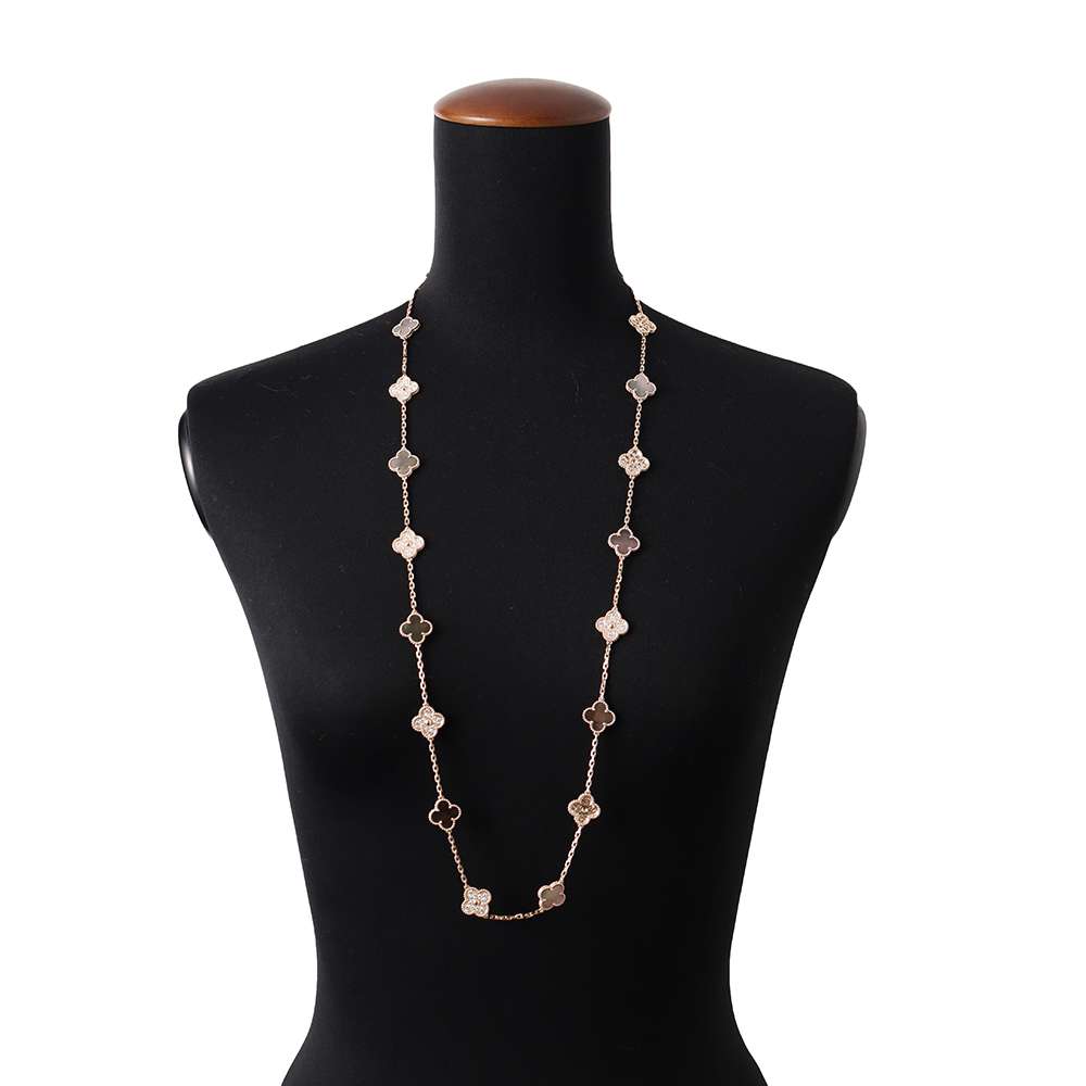 Van Cleef & Arpels Vintage Alhambra Necklace 20 motifs Gray shellVCARP2R000 18K Pink Gold