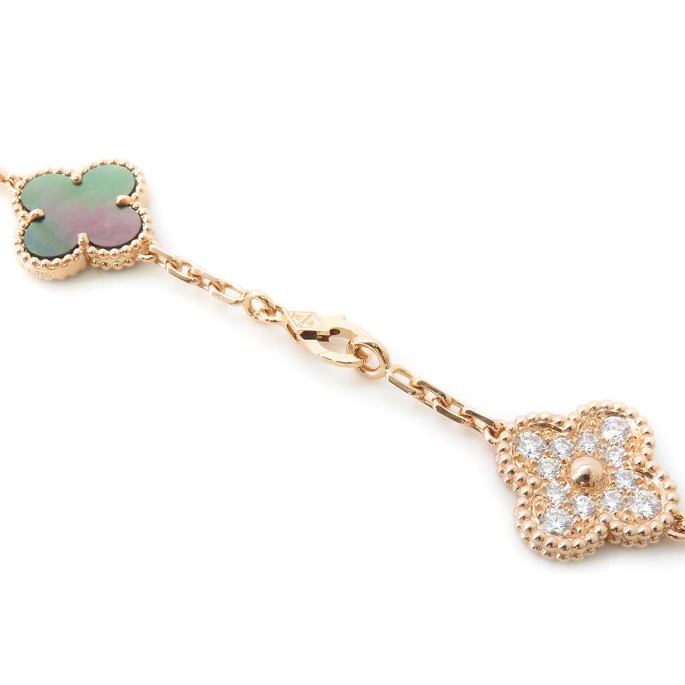 Van Cleef & Arpels Vintage Alhambra Necklace 20 motifs Gray shellVCARP2R000 18K Pink Gold