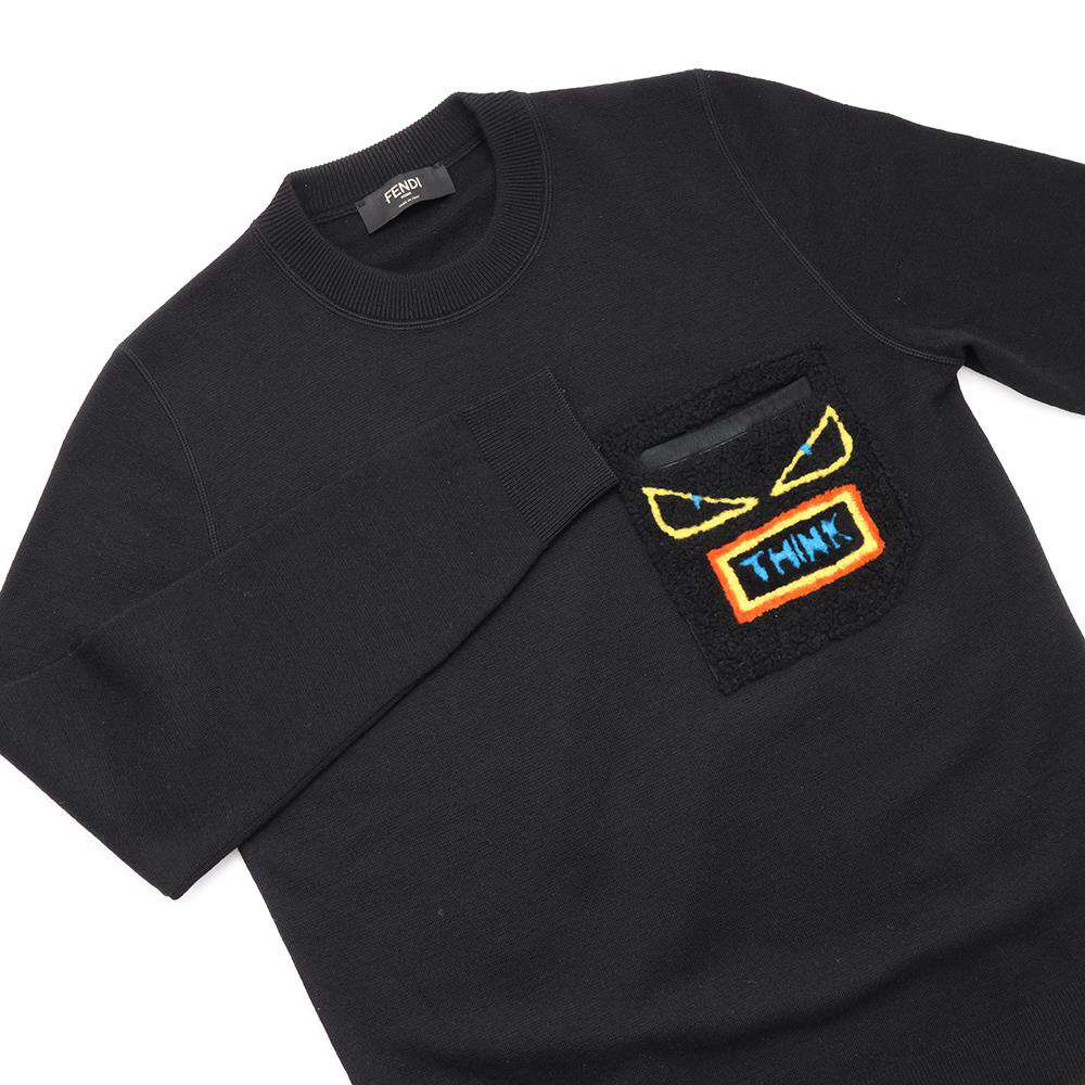 FENDI Bag Bugs Monster Knit Size 48 BlackFZZ113 Wool 100%