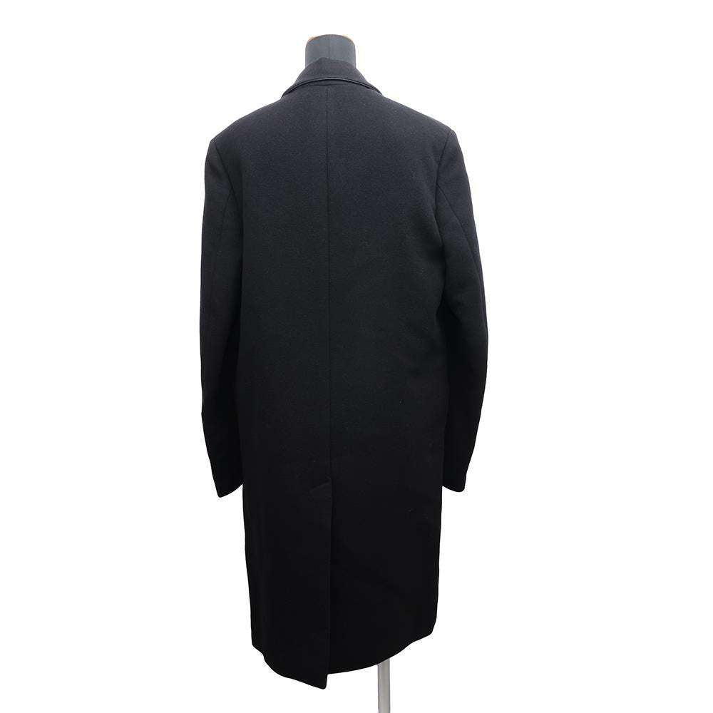 HERMES Long Coat Size Chronomat 44 Black Cashmere Leather