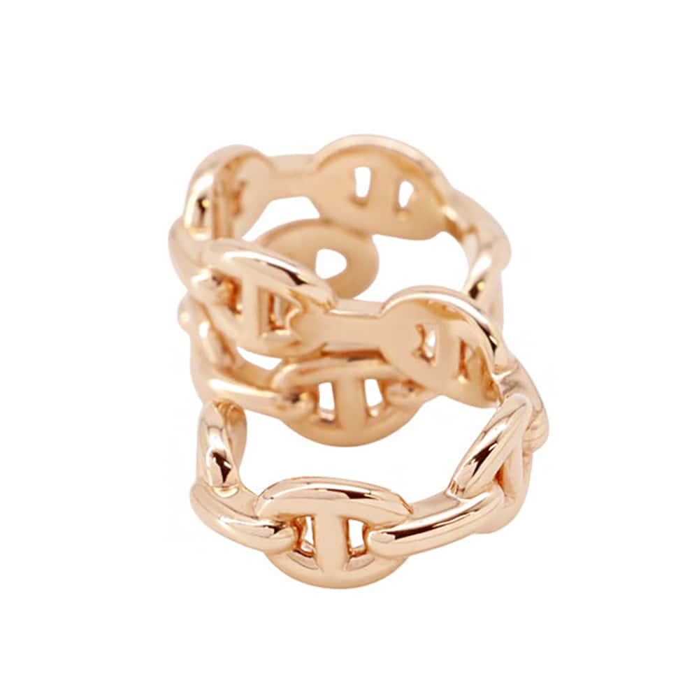 HERMES Chaine d'Ancre Double Ring Size 50/#10 18K Pink Gold