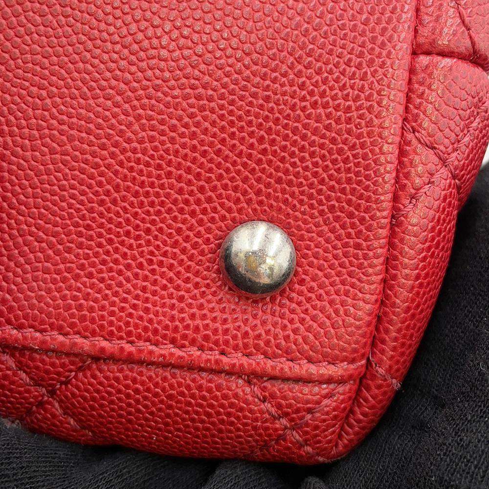 CHANEL Matelasse Coco Handle 29 RedA92991 Caviar Leather Size Large