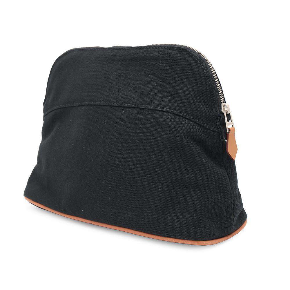 HERMES BolidePouch Black Cotton Silver Hardware Size MM