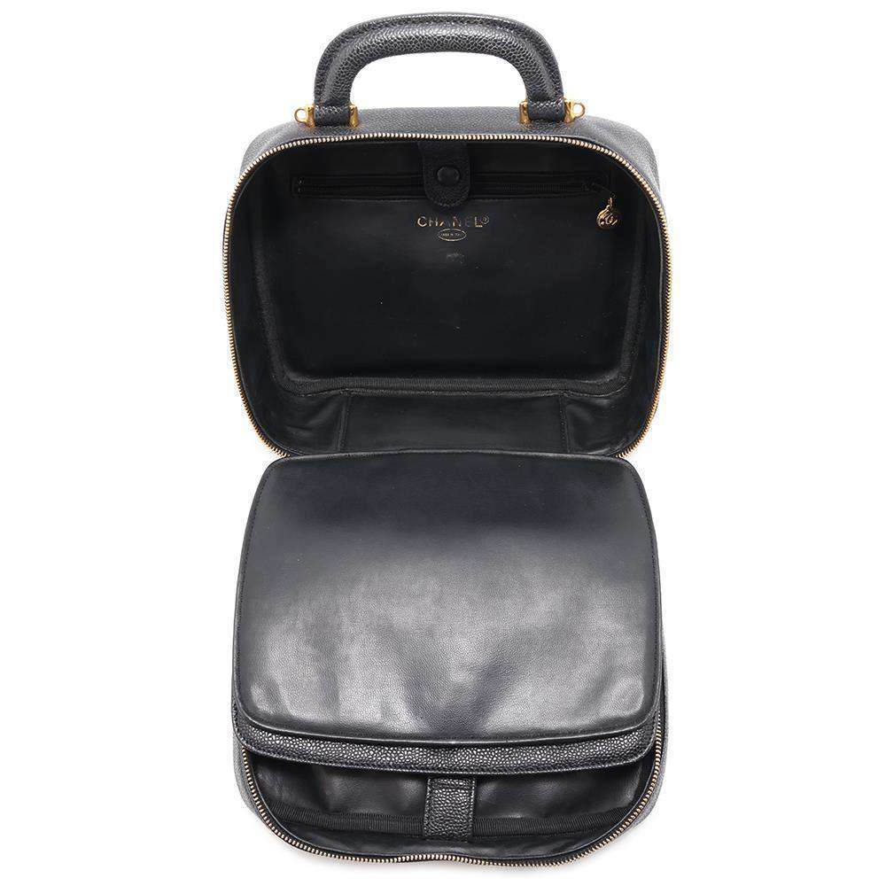 CHANEL CC Logo 2WAY Vanity Bag BlackA07061 Caviar Leather