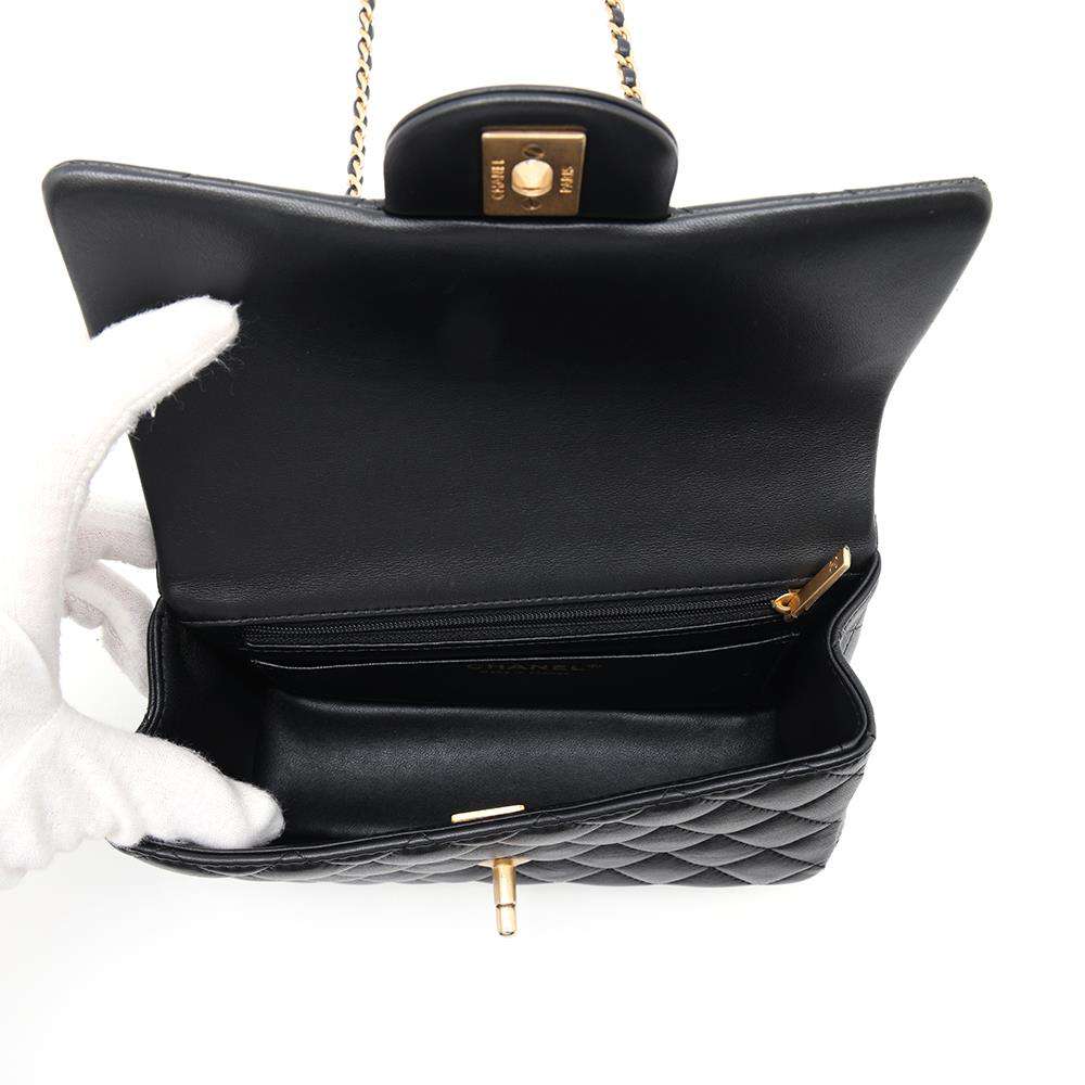 CHANEL Matelasse Top Handle Flap Bag BlackAS2431 Lambskin