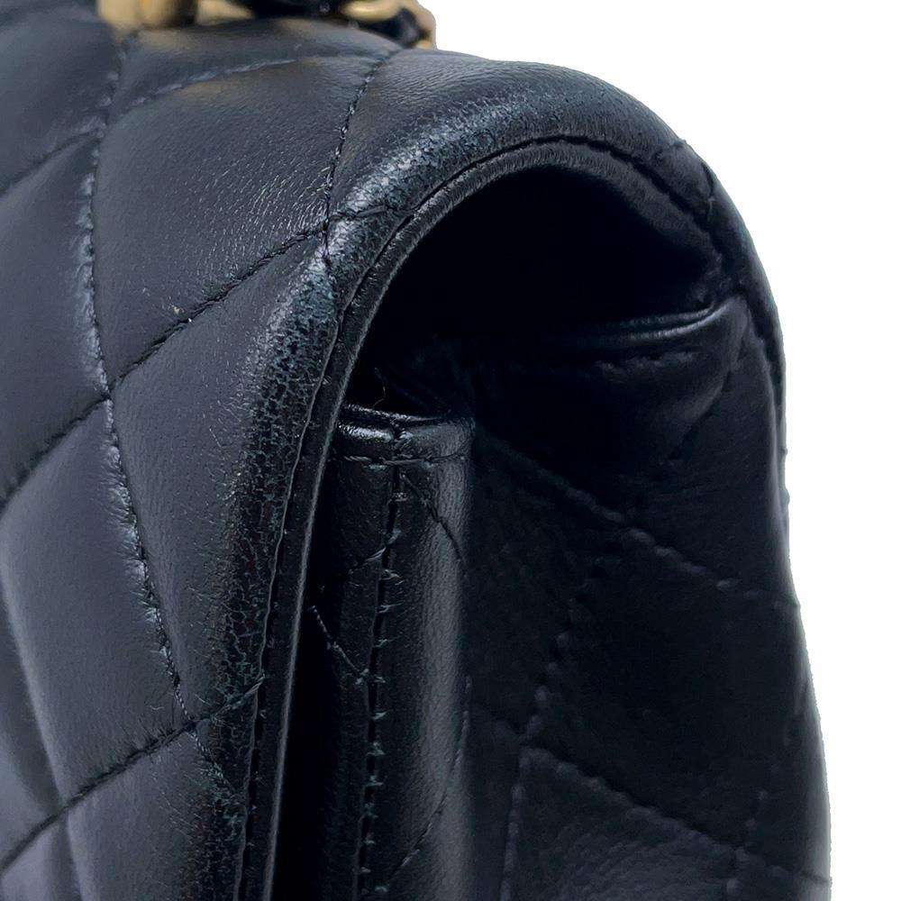 CHANEL Matelasse Top Handle Flap Bag BlackAS2431 Lambskin