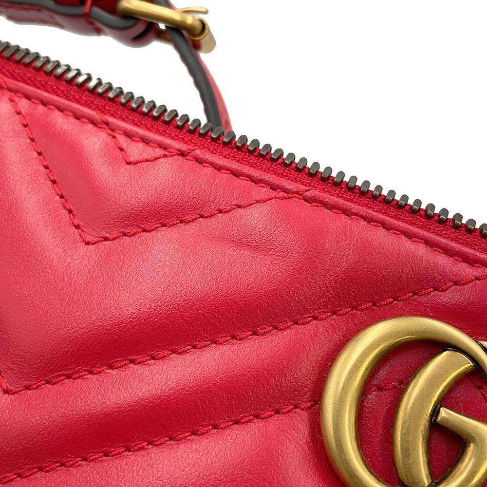 GUCCI GG MarmontShoulder Bag Red739166 Leather