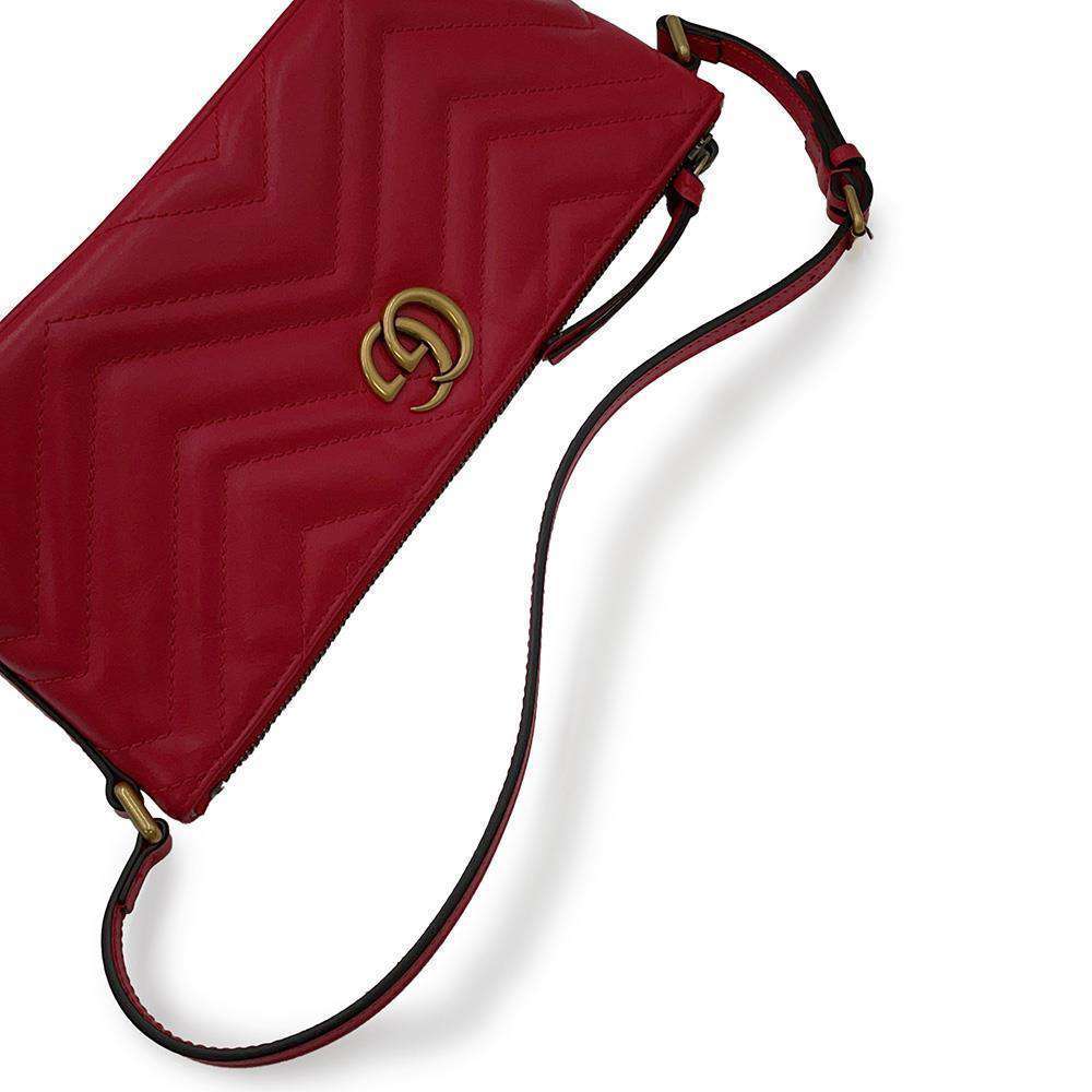 GUCCI GG MarmontShoulder Bag Red739166 Leather