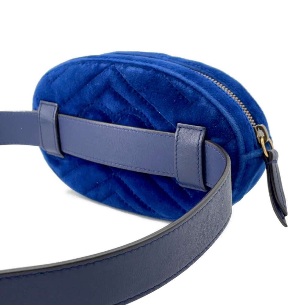 GUCCI GG Marmont Crossbody Bag Blue476434 Velour