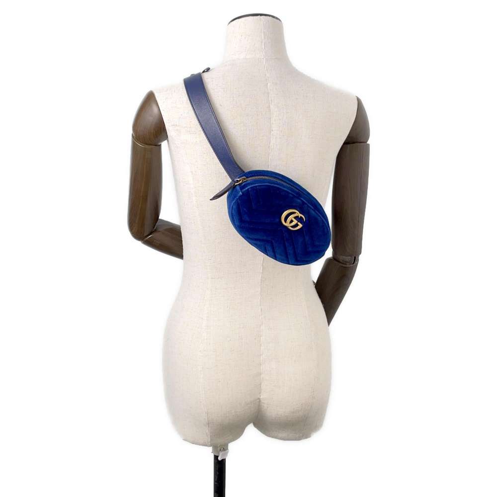 GUCCI GG Marmont Crossbody Bag Blue476434 Velour