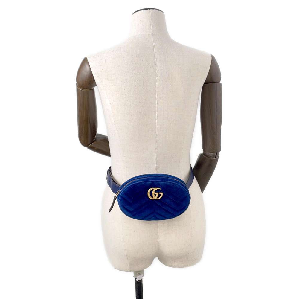 GUCCI GG Marmont Crossbody Bag Blue476434 Velour