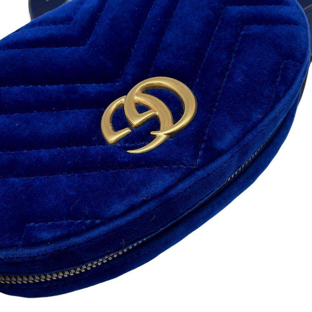 GUCCI GG Marmont Crossbody Bag Blue476434 Velour