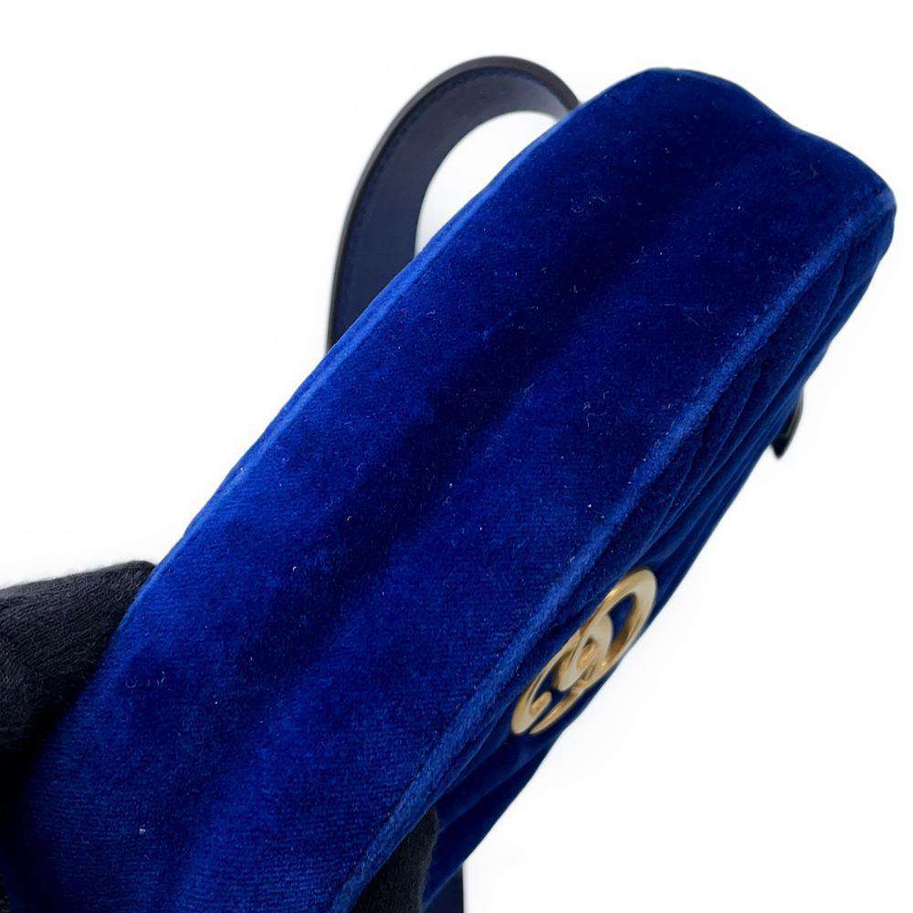 GUCCI GG Marmont Crossbody Bag Blue476434 Velour
