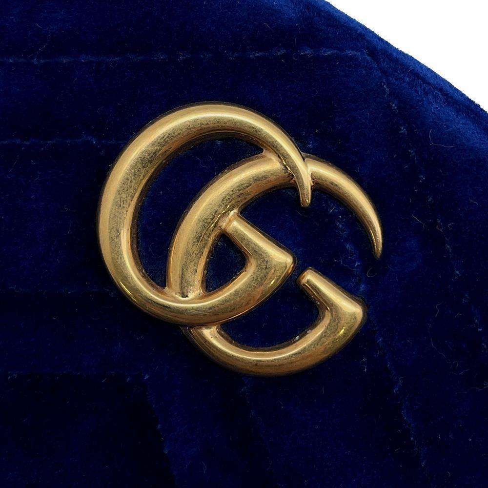 GUCCI GG Marmont Crossbody Bag Blue476434 Velour