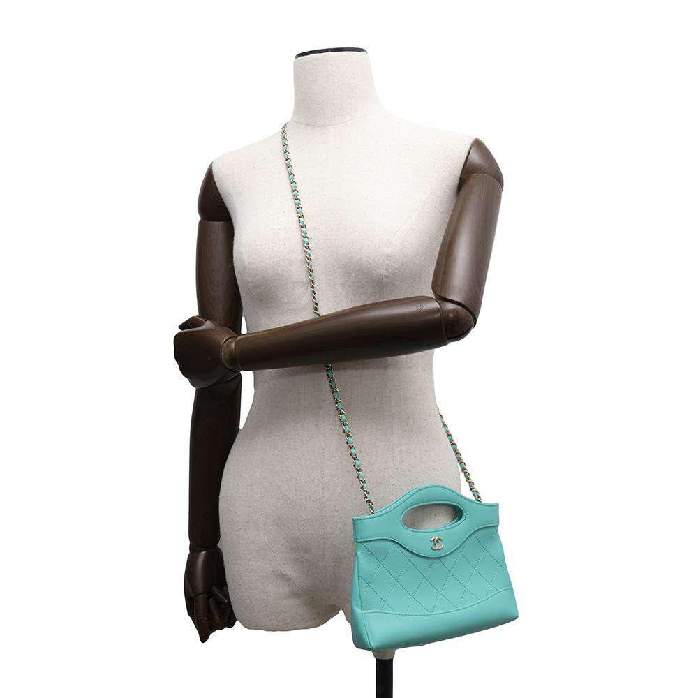 CHANEL CHANEL31 Mini Shopping Bag Turquise BlueAP3656 Calf Leather