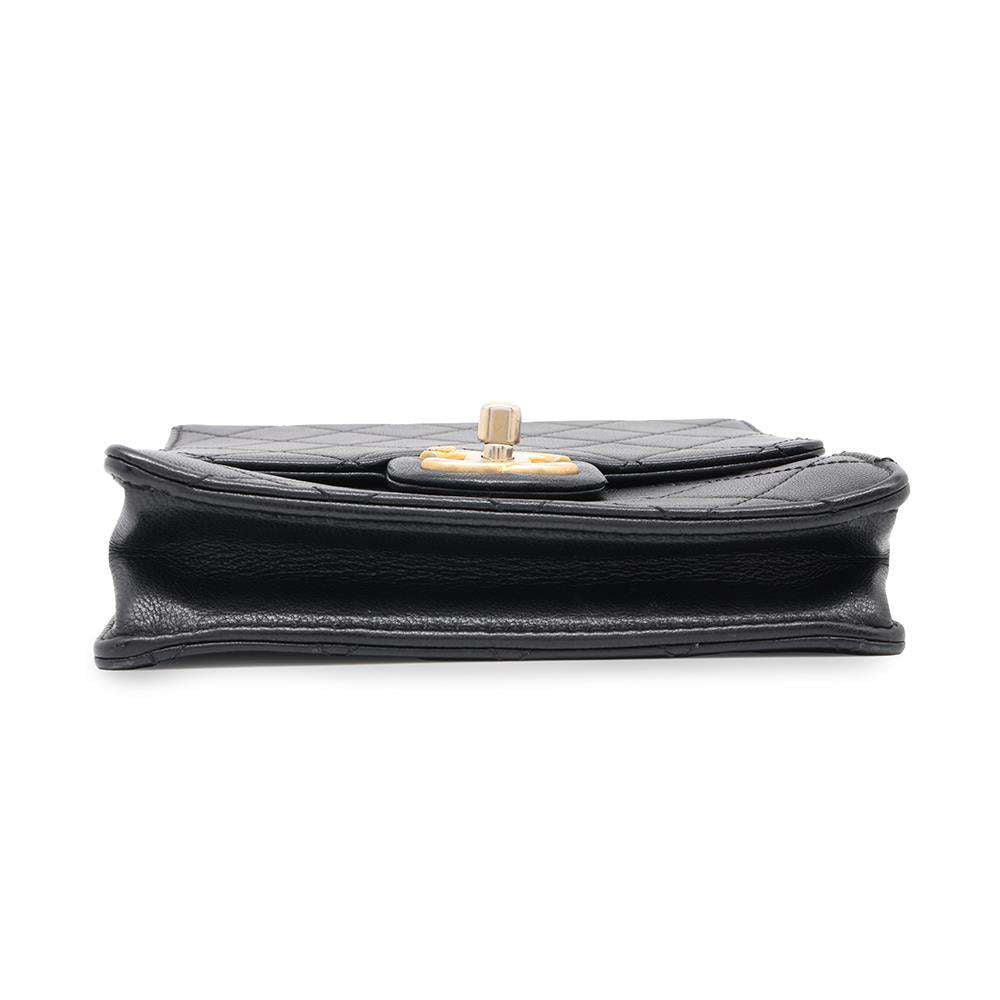 CHANEL Matelasse Imitation Pearl ChainShoulder Bag BlackAS0584 Goatskin Leather