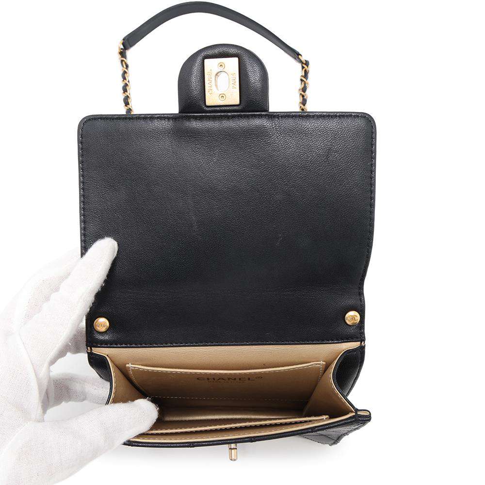 CHANEL Matelasse Imitation Pearl ChainShoulder Bag BlackAS0584 Goatskin Leather