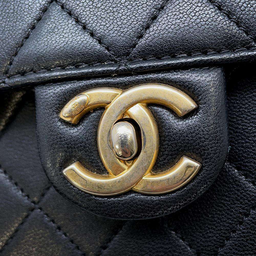 CHANEL Matelasse Imitation Pearl ChainShoulder Bag BlackAS0584 Goatskin Leather