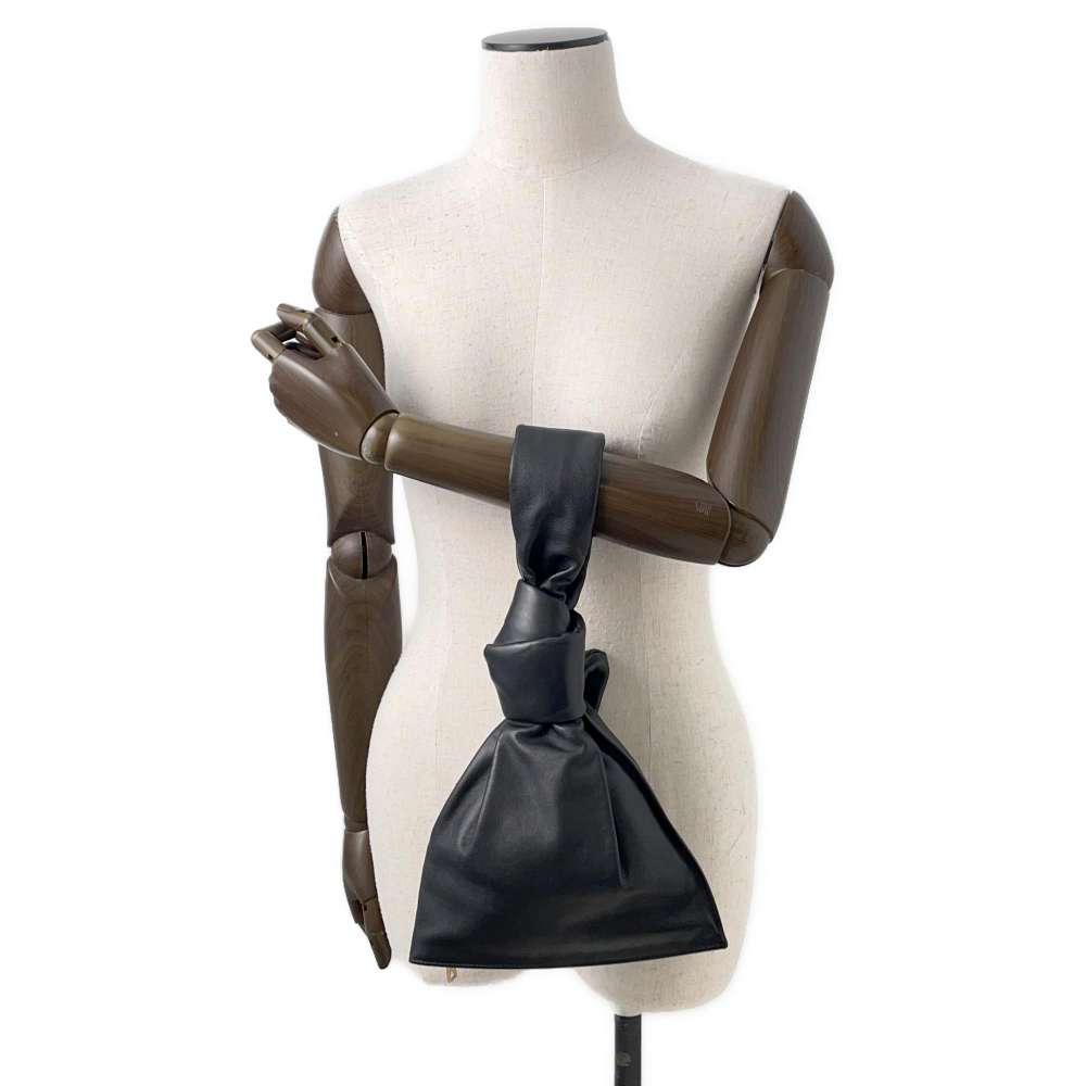 Bottega Veneta Twist Handbag Black Leather Size Mini