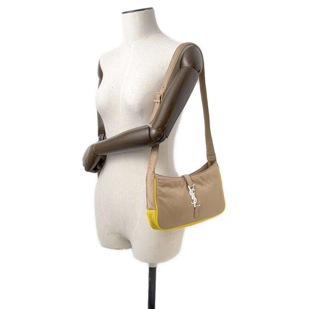 SAINT LAURENT PARIS Le 5 a 7 Shoulder Bag Beige/Yellow733306 Nylon