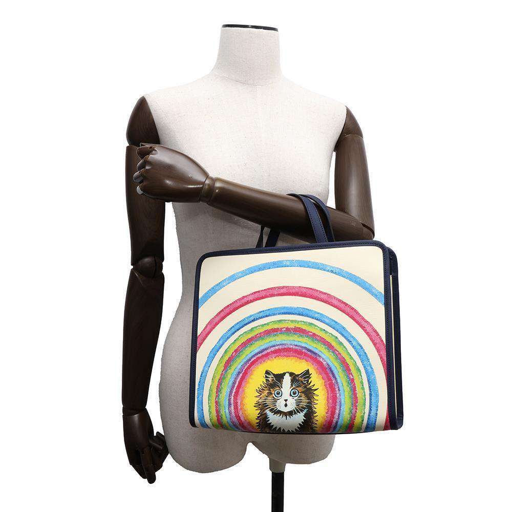 GUCCI Children's Cat 2WAY Tote Bag Ivory/Navy630542 PVC Coated Canvas Leather