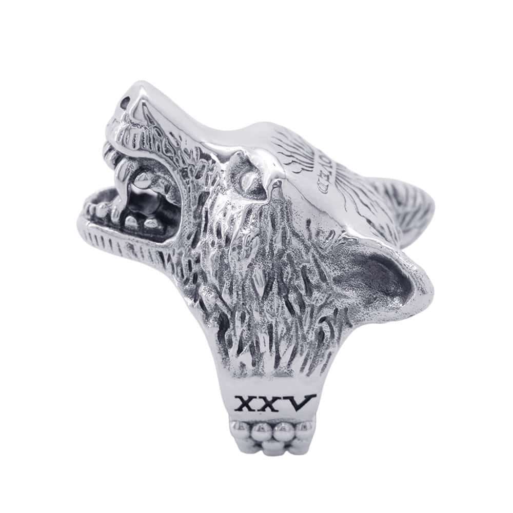 GUCCI Anger Forest Wolf Head Ring Size 19/#18476900 SV925
