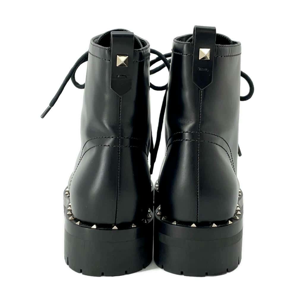 Valentino Garavani Rock Studded Boots Black Leather Size 35
