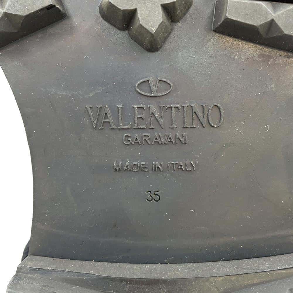 Valentino Garavani Rock Studded Boots Black Leather Size 35