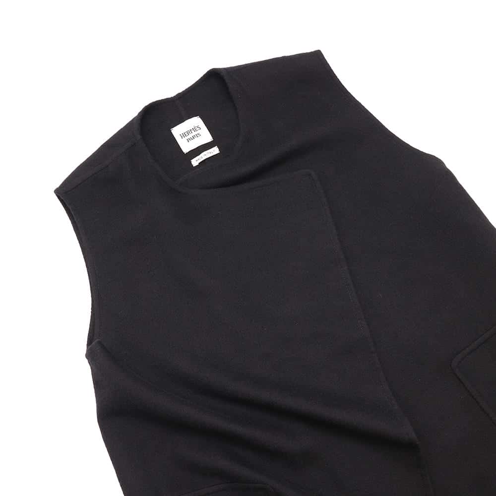 HERMES Long gilet Size 34 Black Cashmere100%