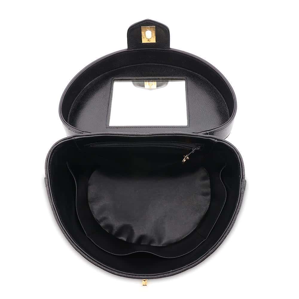CHANEL Chevron 2way vanity Black Caviar Leather