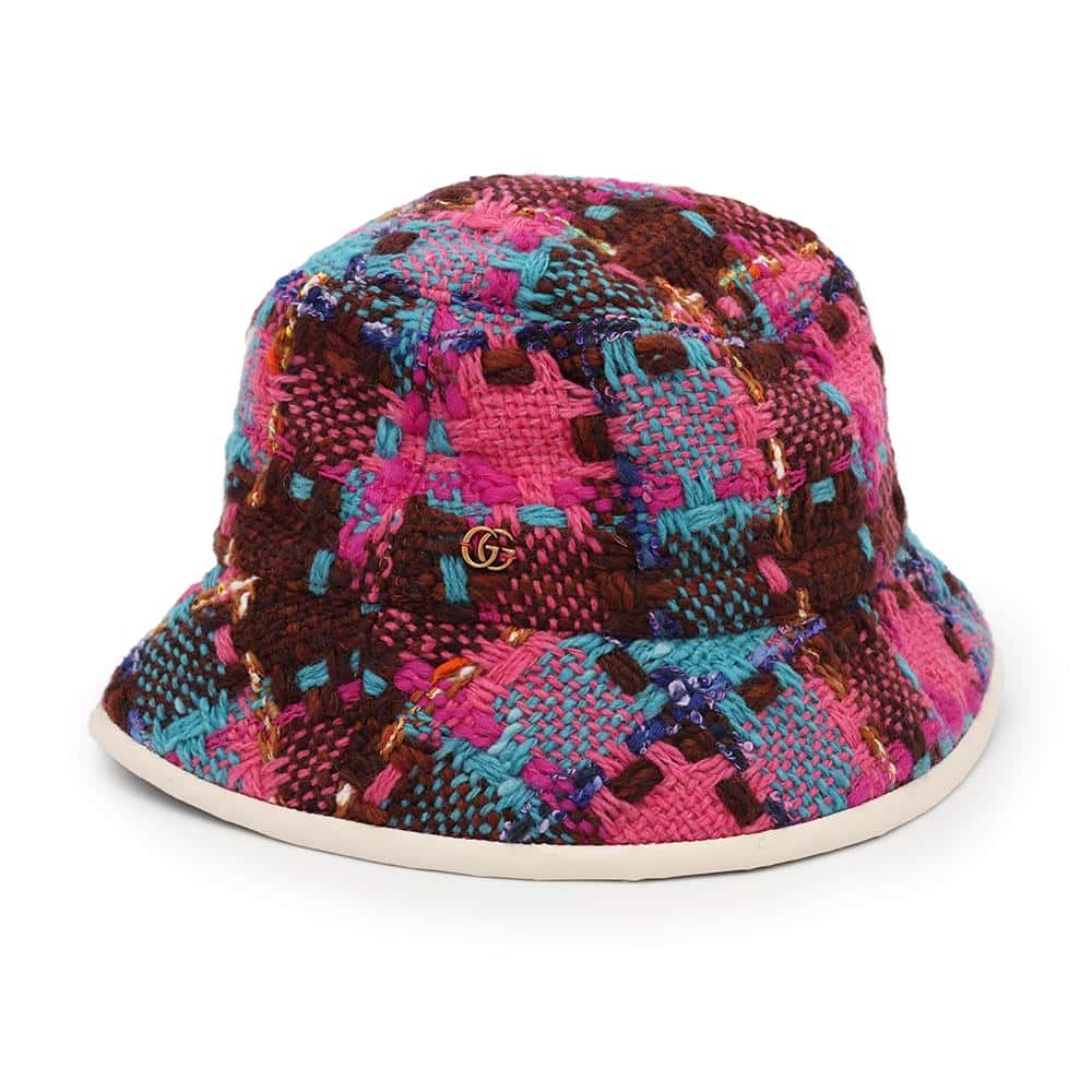 GUCCI Tweed spicy check bucket hat Size S(22") Multicolor728469 Wool 51% Acryl25% Nylon14% Mohair8% Polyester1% Cotton1%