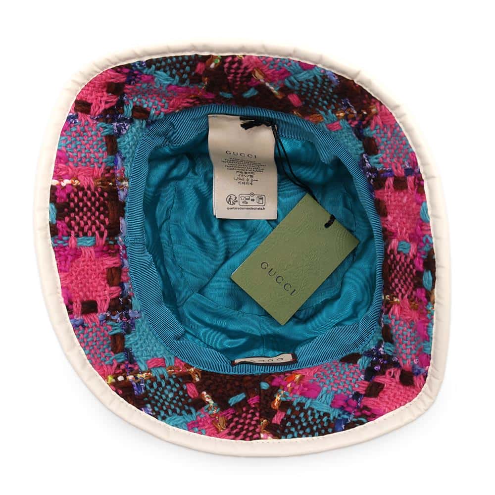 GUCCI Tweed spicy check bucket hat Size S(22") Multicolor728469 Wool 51% Acryl25% Nylon14% Mohair8% Polyester1% Cotton1%