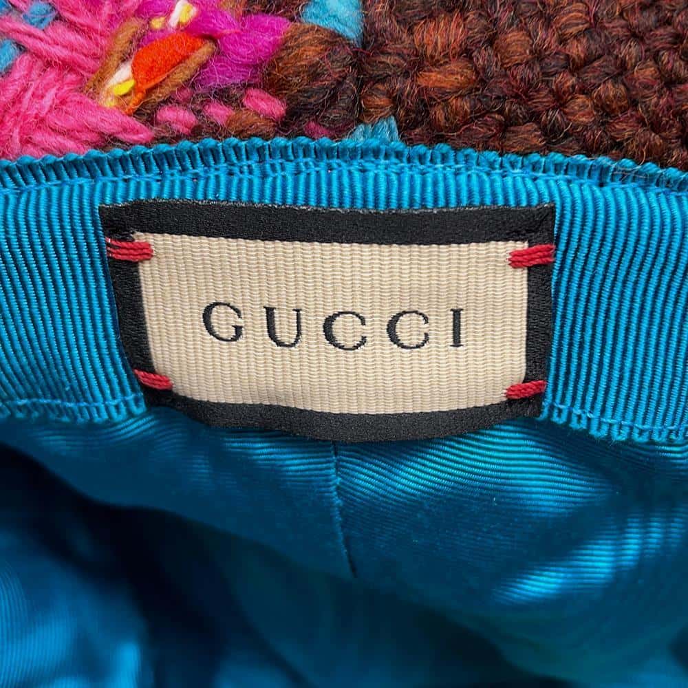 GUCCI Tweed spicy check bucket hat Size S(22") Multicolor728469 Wool 51% Acryl25% Nylon14% Mohair8% Polyester1% Cotton1%