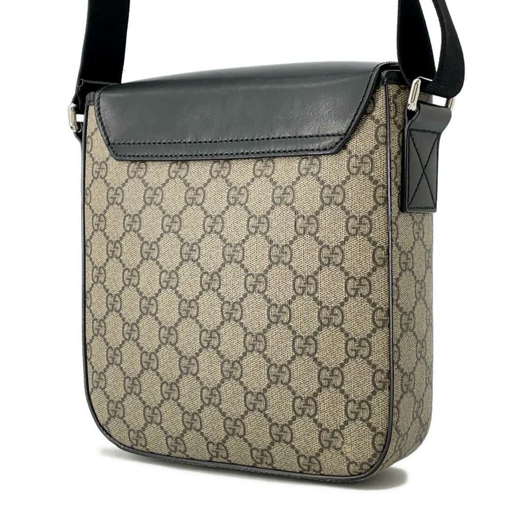 GUCCI Messenger bag Black/Beige473877 GG SupremeCanvas Leather